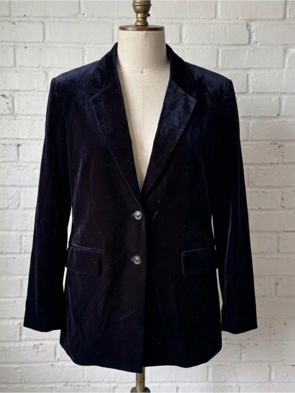 NWT Atelier de LaHang Navy Blue Velvet Blazer Smoking Jacket Dark Academia M